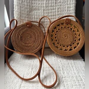 Round Woven Rattan Crossbody Bags